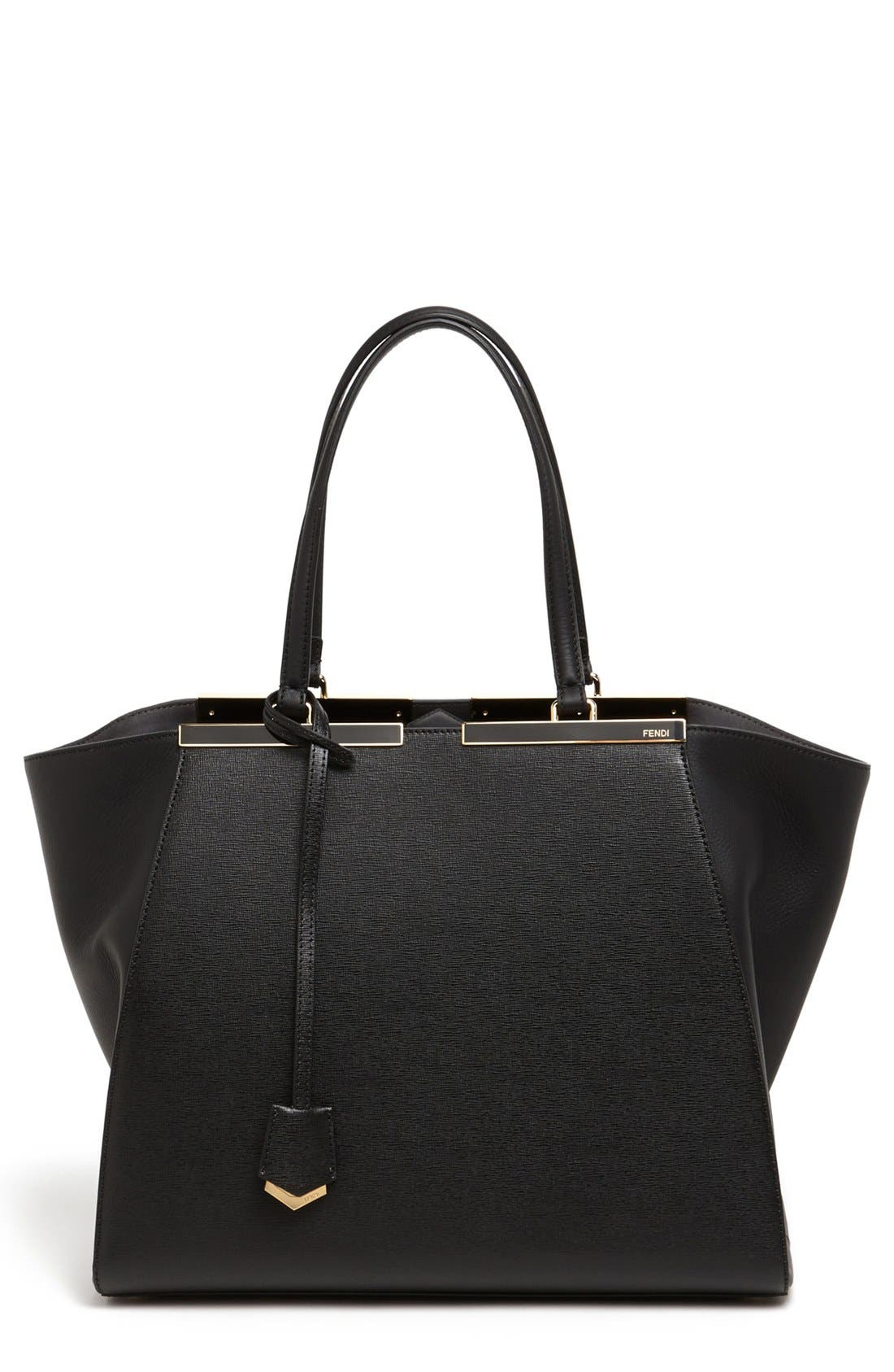 '3Jours' Leather Shopper, Main, color, BLACK
