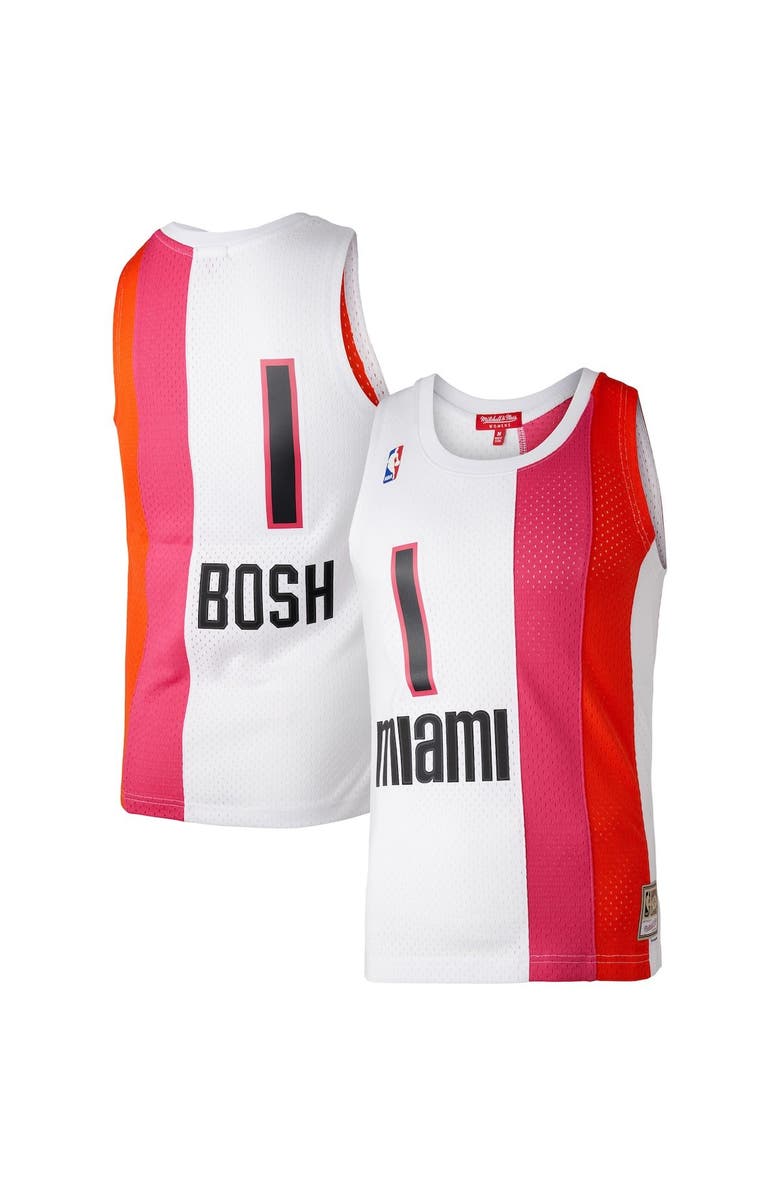 Mitchell & Ness Women's Mitchell & Ness Chris Bosh White Miami Heat Hardwood Classics 2011/12 Swingman Jersey, Main, color, 