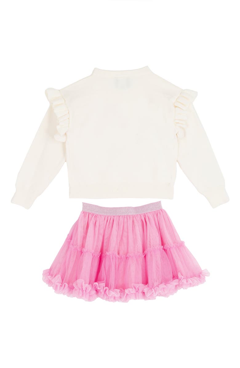 Rare Editions Kids' Appliqué Sweater & Tutu Skirt Set, Alternate, color, Ivory