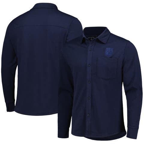 Men's Antigua Navy USMNT Streamer Diamond Button-Up Shacket