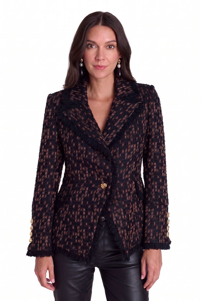 Giselle Single Breasted Tweed Blazer, Main, color, Java Multi