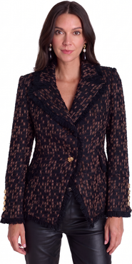 The Noli Shop Giselle Single Breasted Tweed Blazer