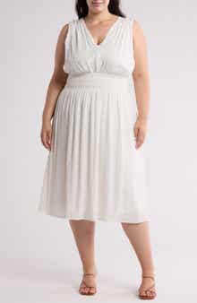 T Tahari Smocked Waist Crinkle Maxi Dress
