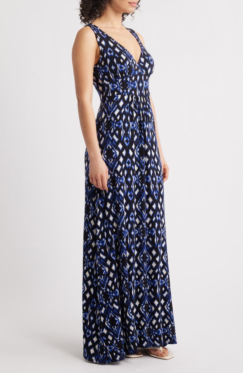 Loveappella Sleeveless Jersey Maxi Dress, Alternate, color, Black/ Royal