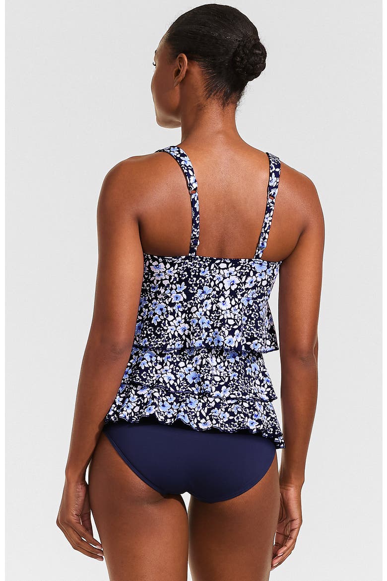Smoothing Control Ruffle Fauxkini One Piece Swimsuit, Alternate, color, Navy Meadow Floral