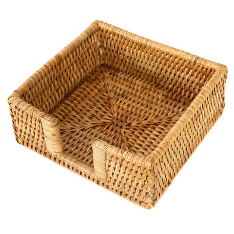 Artifacts Rattan Cocktail Napkin Holder with Cutout