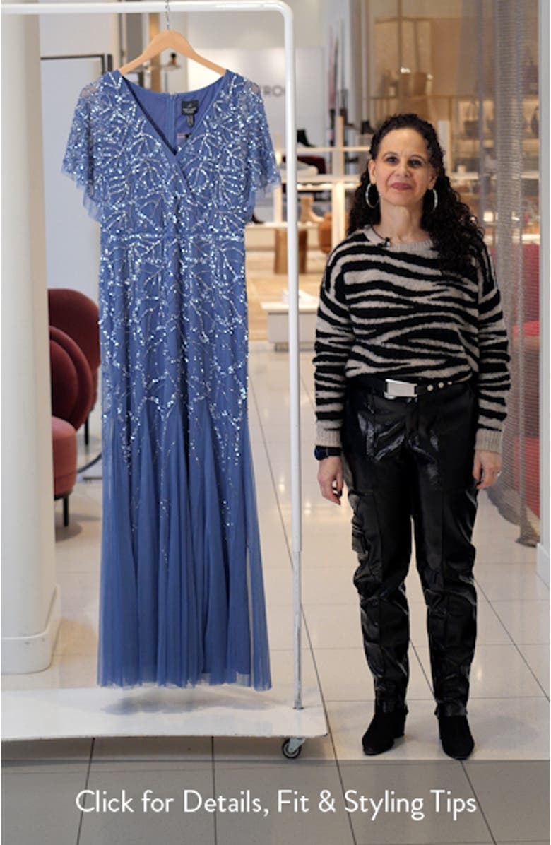 Beaded Godet Evening Gown, sales video thumbnail