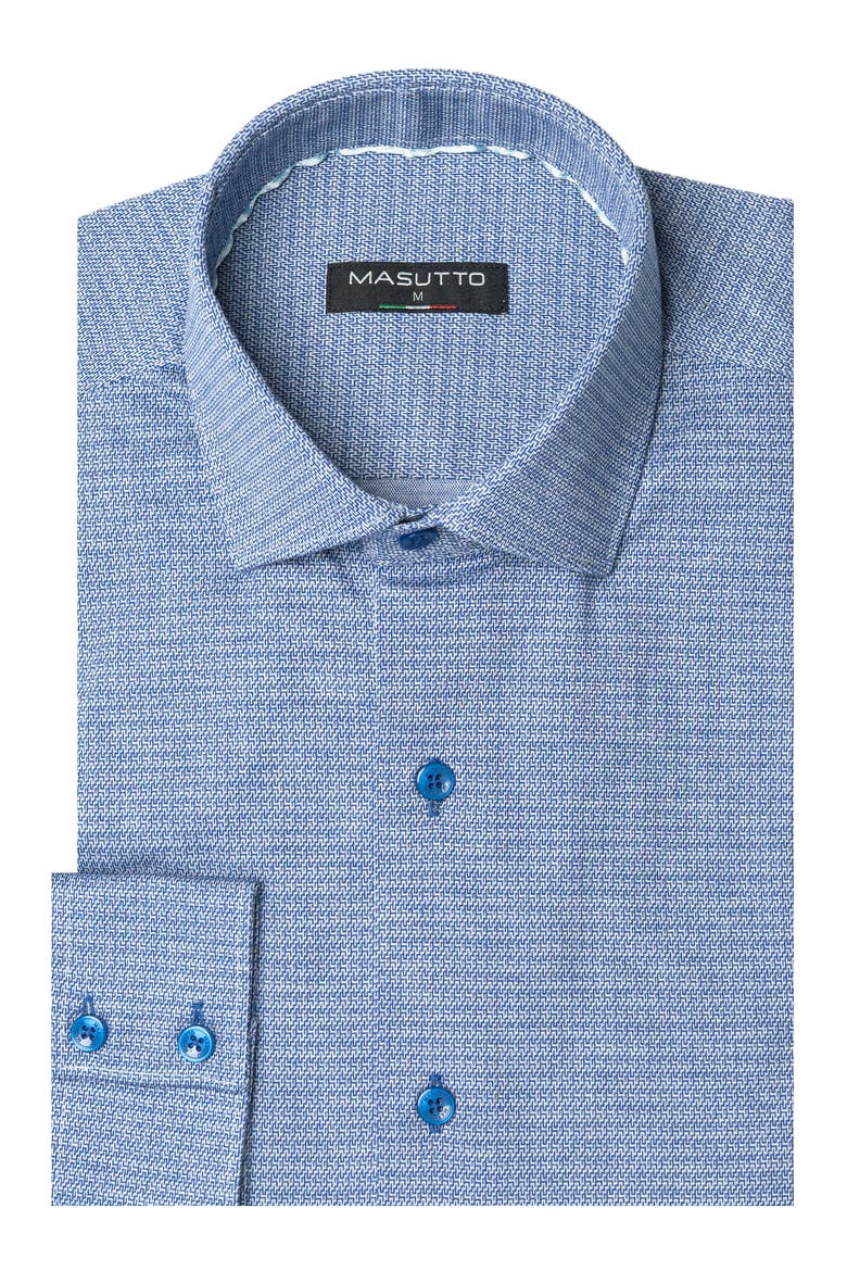 Zoul Knit Print Button-Up Shirt, Main, color, Blue
