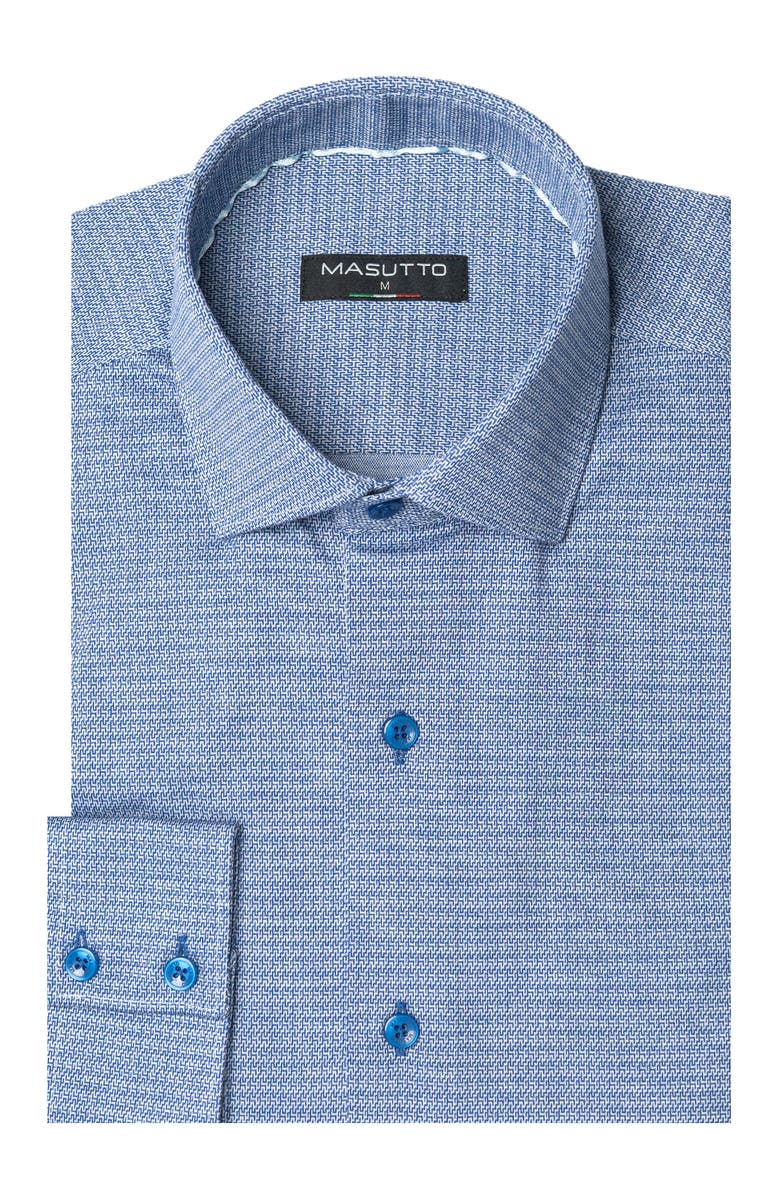 MASUTTO Zoul Knit Print Button-Up Shirt, Main, color, Blue