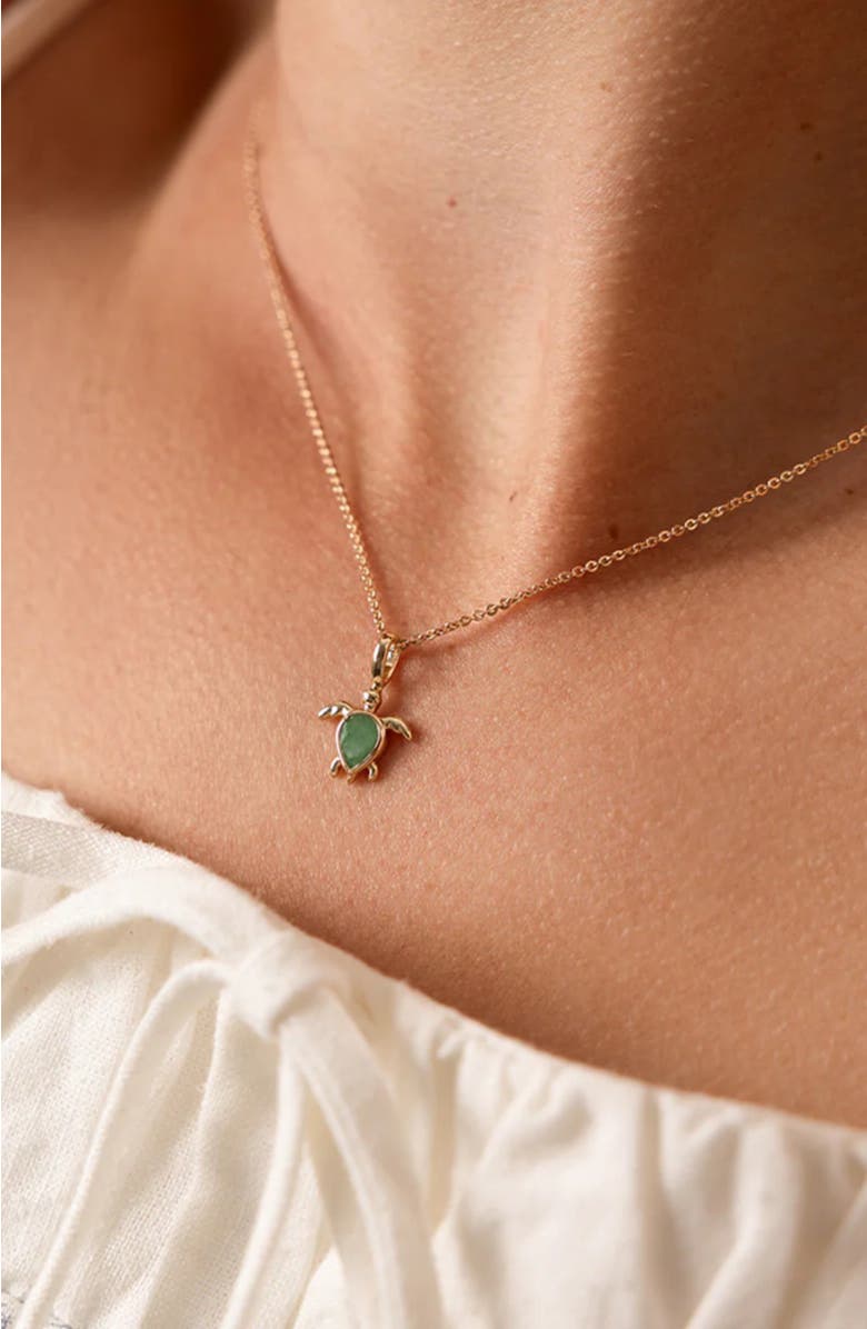 MADE BY MARY Turtle Charm Necklace, Alternate, color, Gold Vermeil
