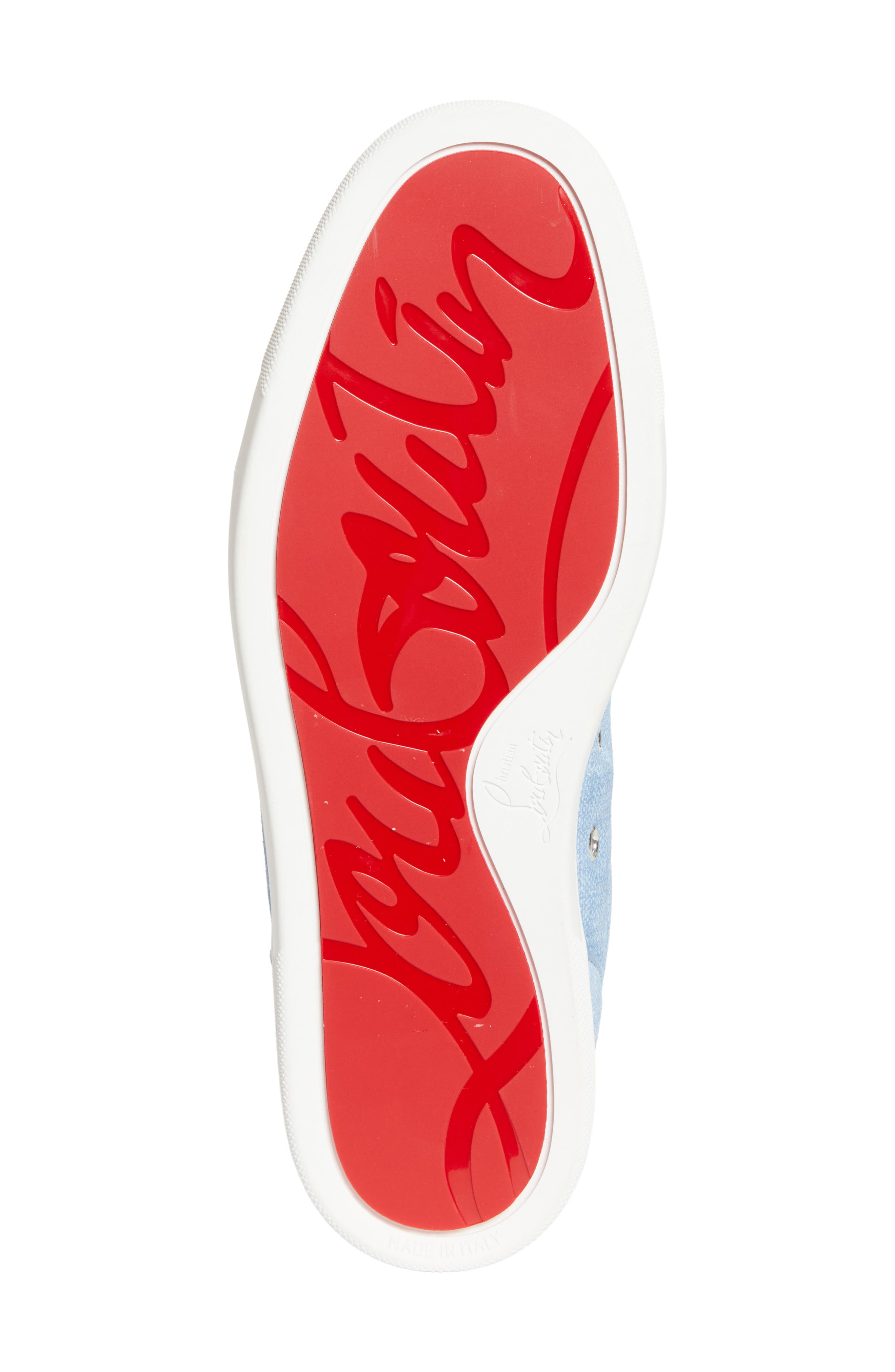 Christian Louboutin Louis Junior Spikes Orlato Sneaker, Alternate, color, Ceruleo/ Silver