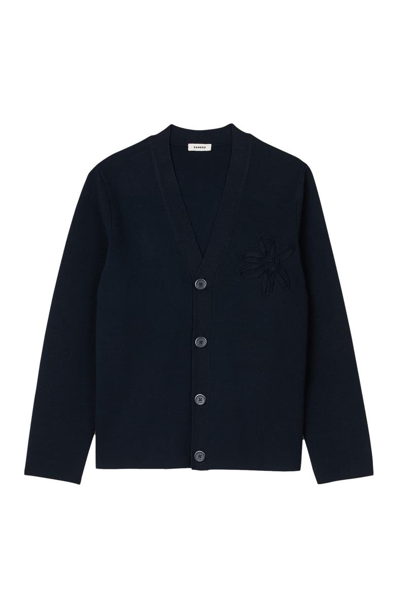 SANDRO Cardigan with flower detail, Alternate, color, 