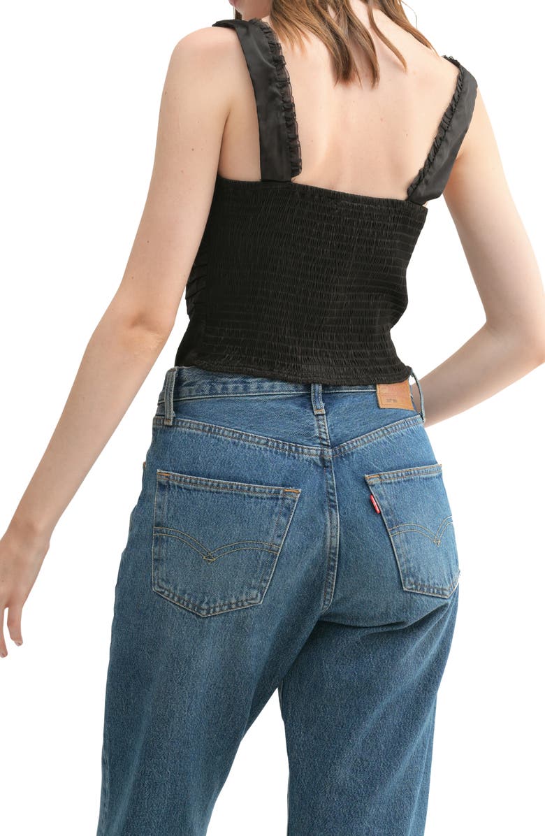 All in Favor Shirred Pintuck Ruffle Corset Crop Tank, Alternate, color,