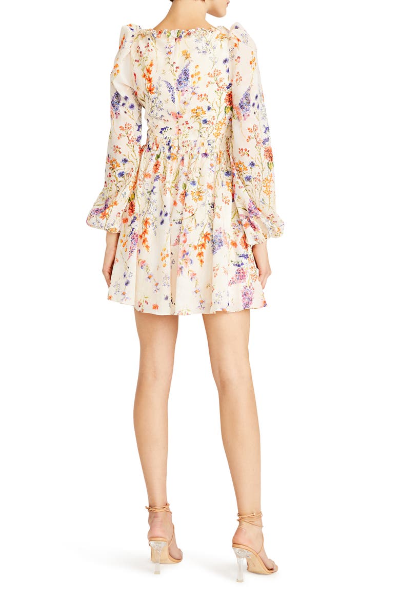 Lila Floral Print Long Sleeve Chiffon Minidress, Alternate, color, WILDFLOWER MEADOW