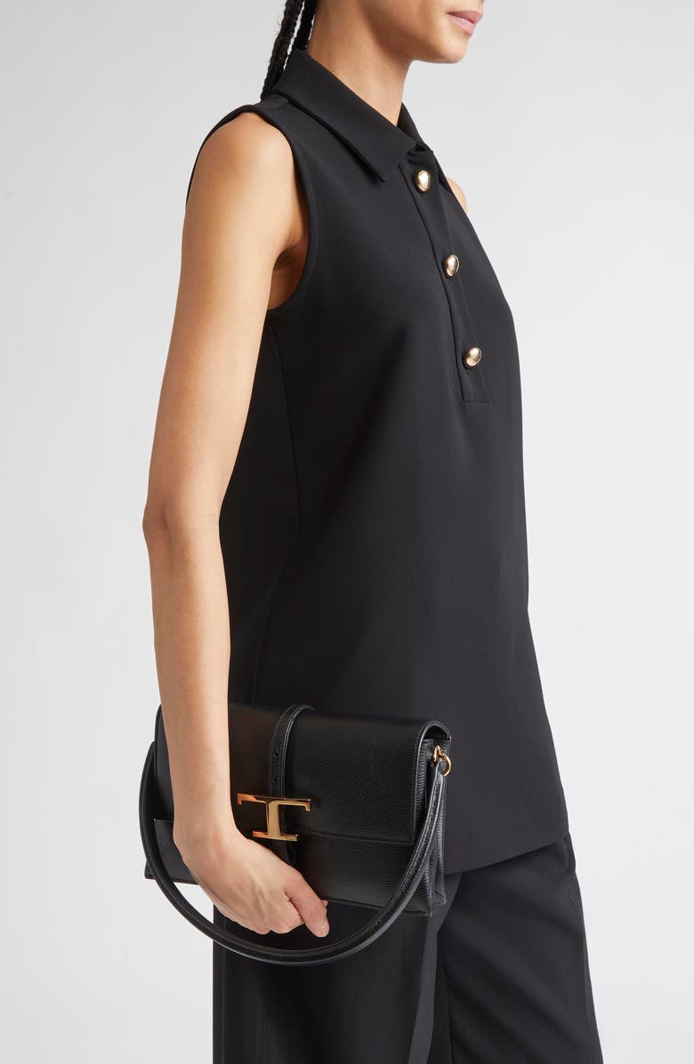 Tod's Mini T Timeless Leather Shoulder Bag, Alternate, color, Nero