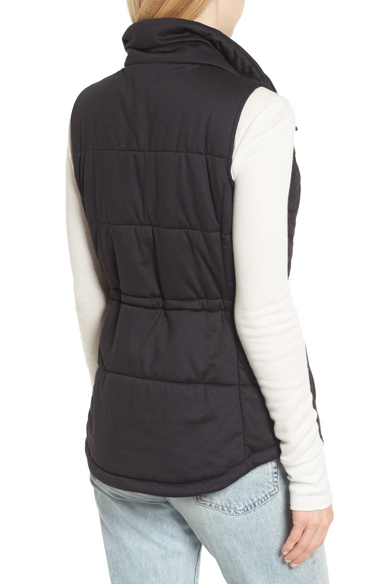'Pseudio' Quilted Vest, Alternate, color, BLACK