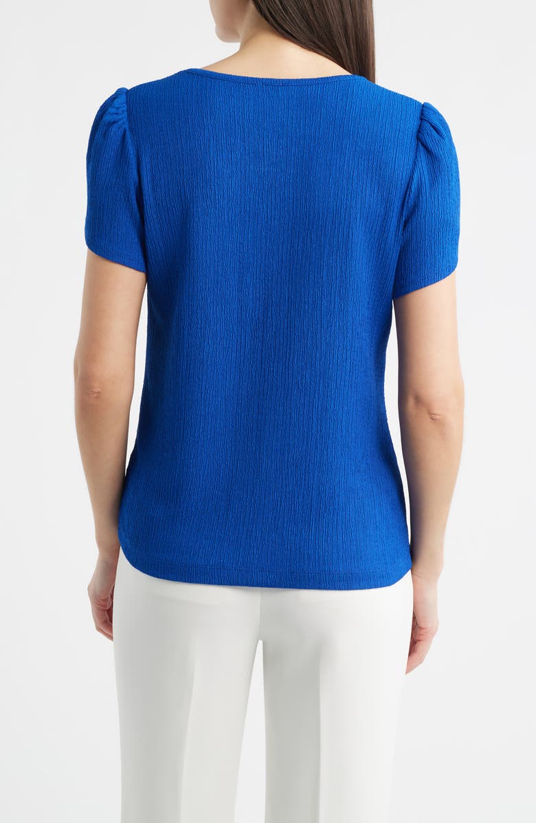 AK ANNE KLEIN Tulip Sleeve Pebble Knit Top, Alternate, color, Santorini Blue
