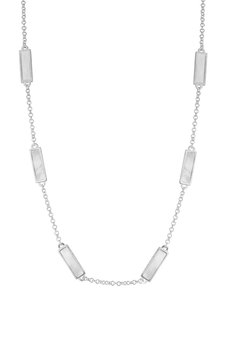 Mother of Pearl Station Necklace, Main, color, SILVER