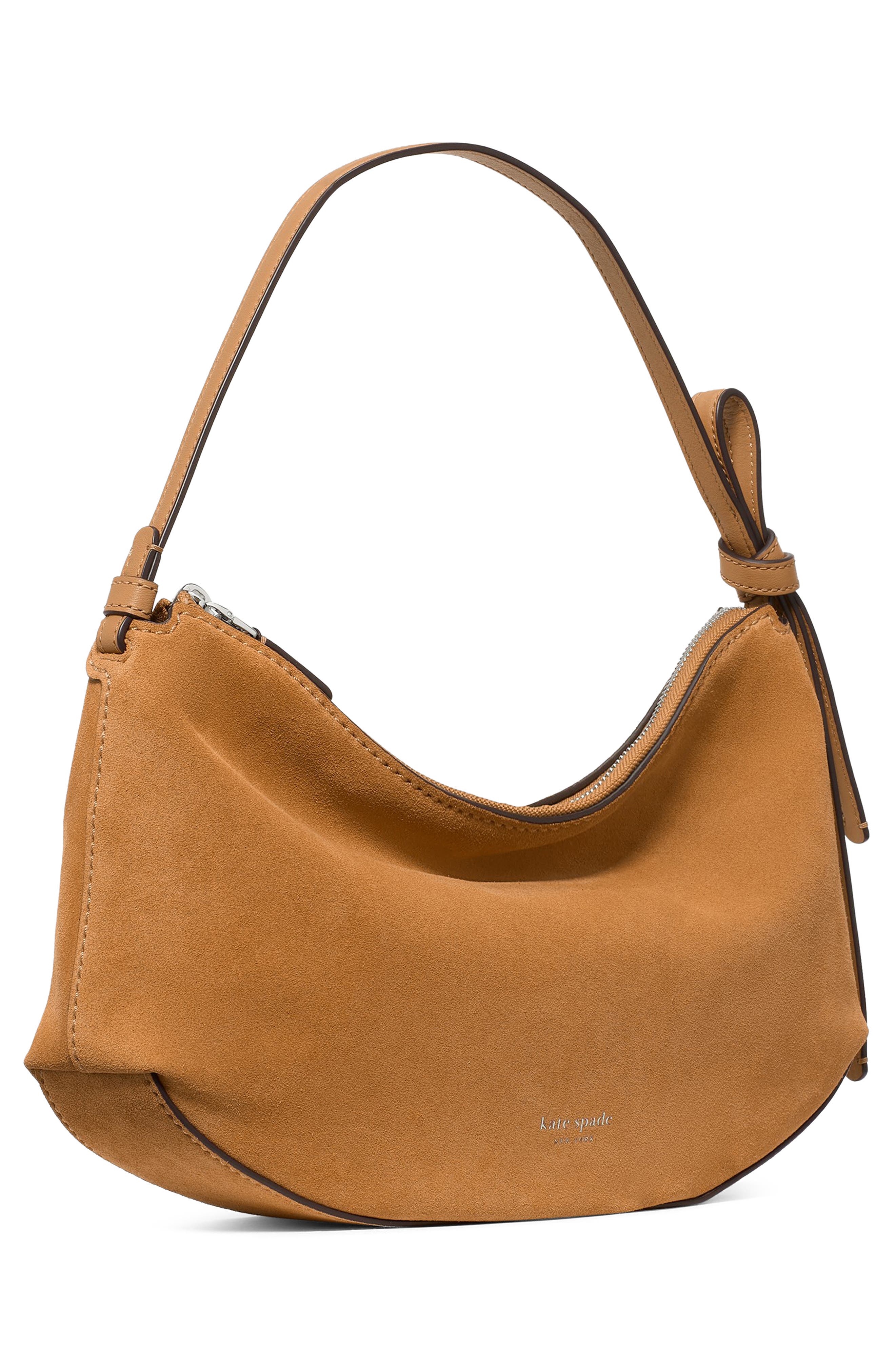 Kate Spade New York loop suede shoulder bag, Alternate, color, Garden Soil