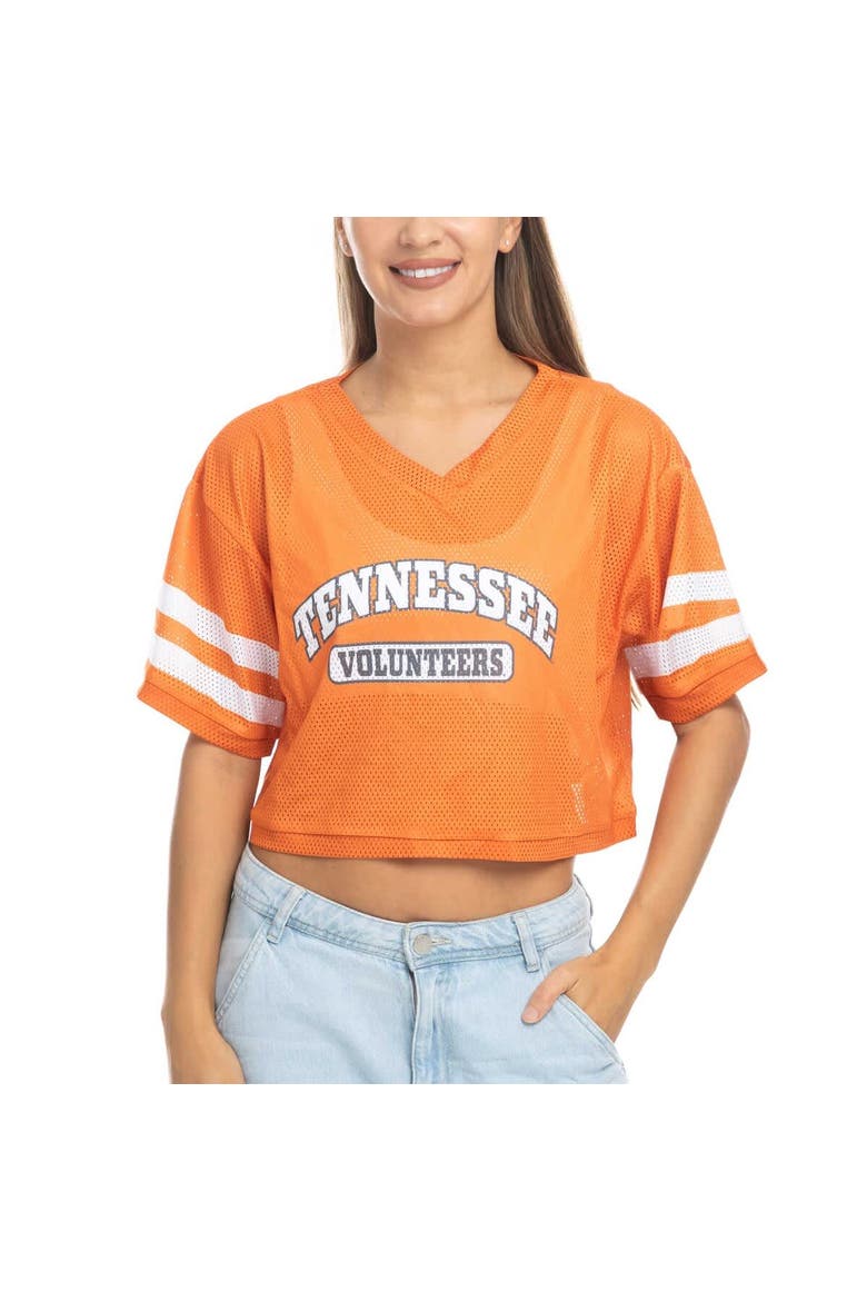 Women's ZooZatz Tennessee Orange Tennessee Volunteers Mesh Cropped V-Neck T-Shirt, Alternate, color, Tennessee Orange