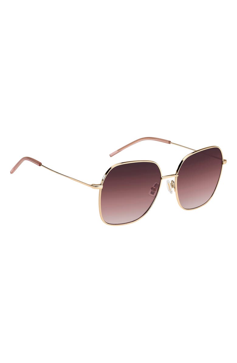 BOSS 58mm Gradient Square Sunglasses, Alternate, color, Rose Gold