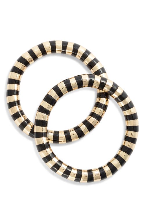 Nordstrom Set Of 2 Mixed Bead Stretch Bracelets In Black- Gold