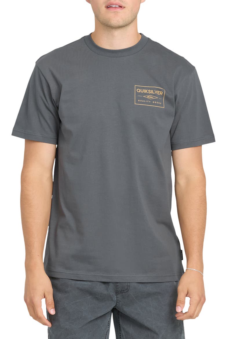 Stamped Short Sleeve Graphic Cotton T-Shirt, Main, color, IRON GATE