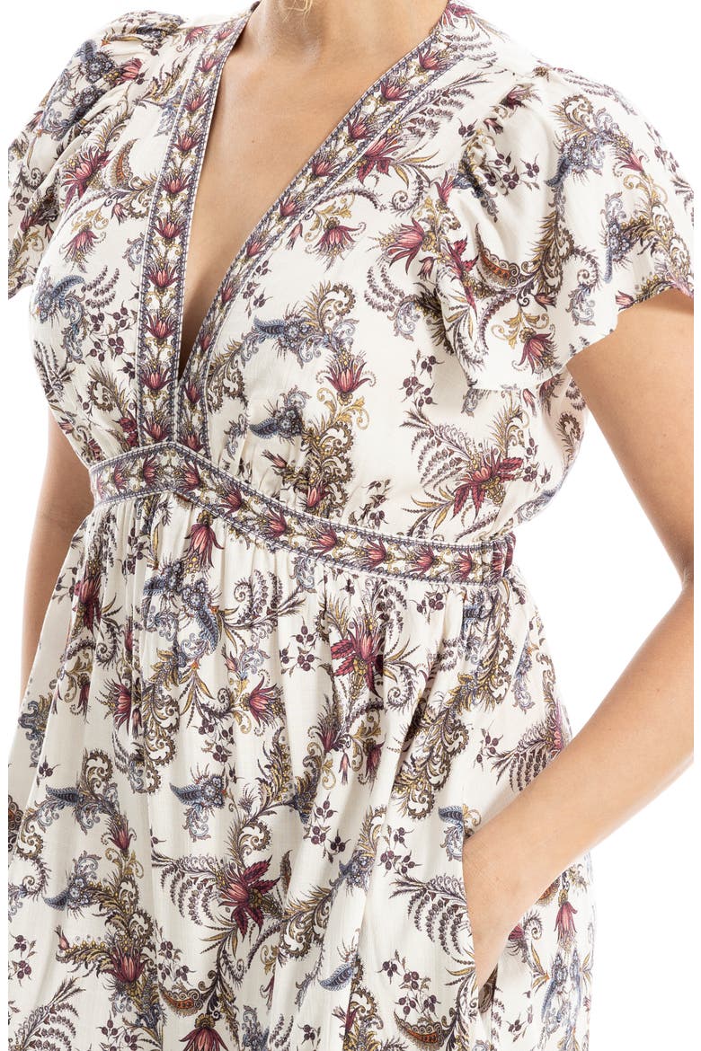 Flutter Sleeve Dress, Alternate, color, IVORY VINTAGE CHINTZ