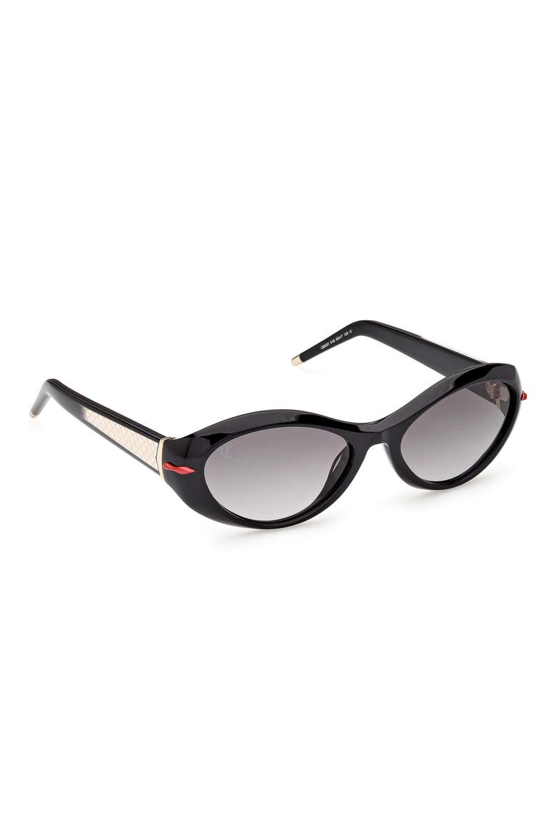 55mm Oval Sunglasses, Alternate, color, BLACK / BILAYER BLACK