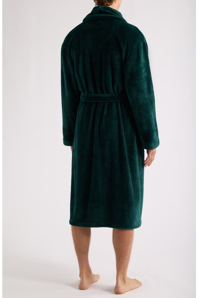Textured Plush Shawl Robe, Alternate, color, EVERGREEN