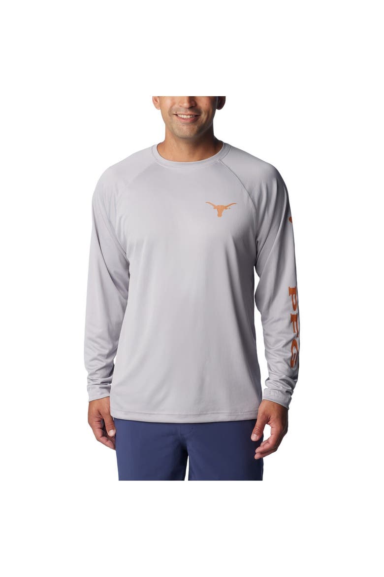 Men's Columbia Gray Texas Longhorns Terminal Tackle Omni-Shade Raglan Long Sleeve T-Shirt, Alternate, color, Gray