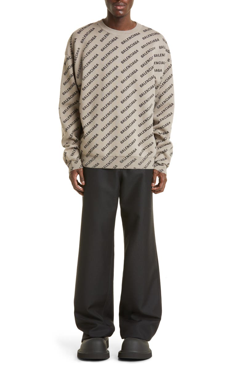 Balenciaga Allover Logo Crewneck Sweater, Alternate, color, 