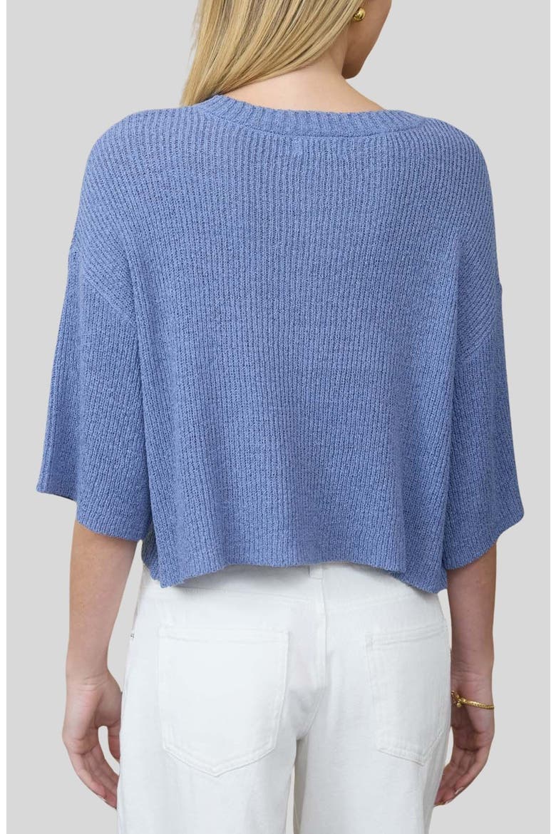 Three-Quarter Sleeve Cardigan, Alternate, color, DUSTY BLUE
