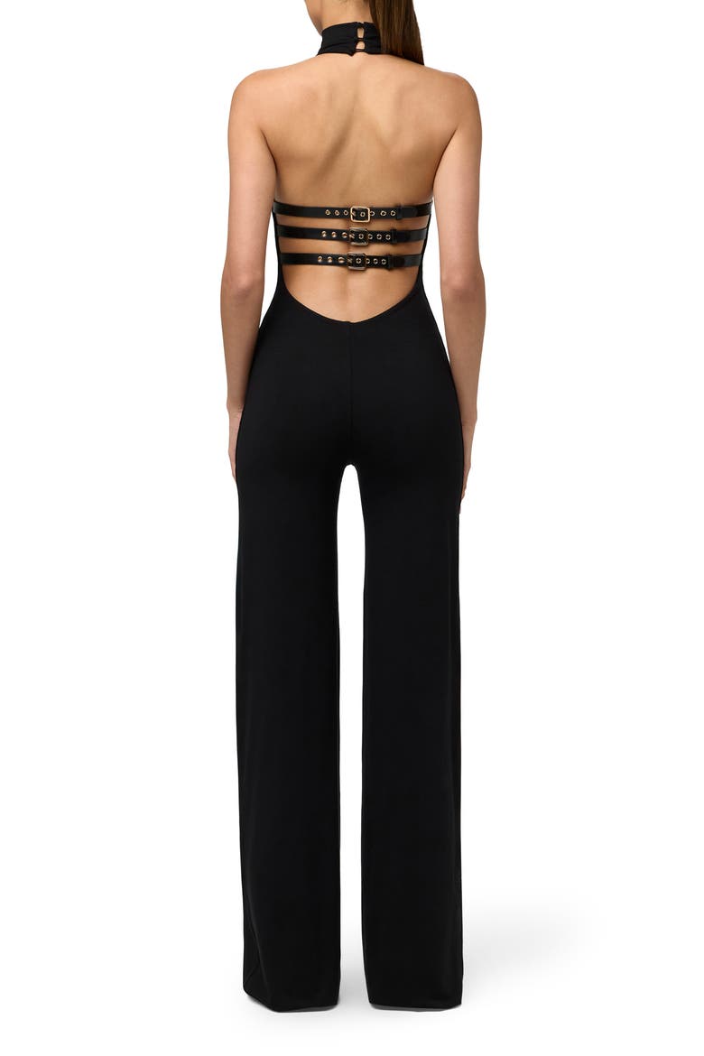 Butter Halter Wide Leg Jumpsuit, Alternate, color, BLACK