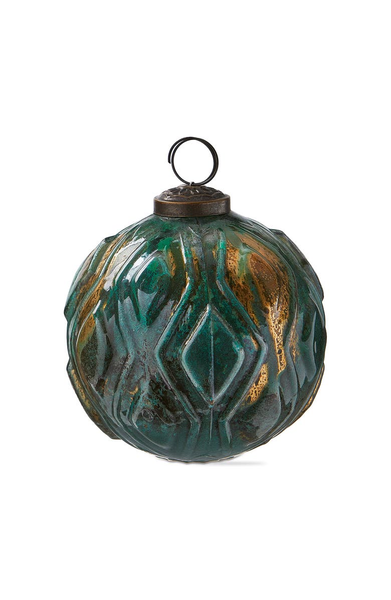 tag Dark Green Glass Marine Diamond Ornament for Christmas Tree, Main, color, Green