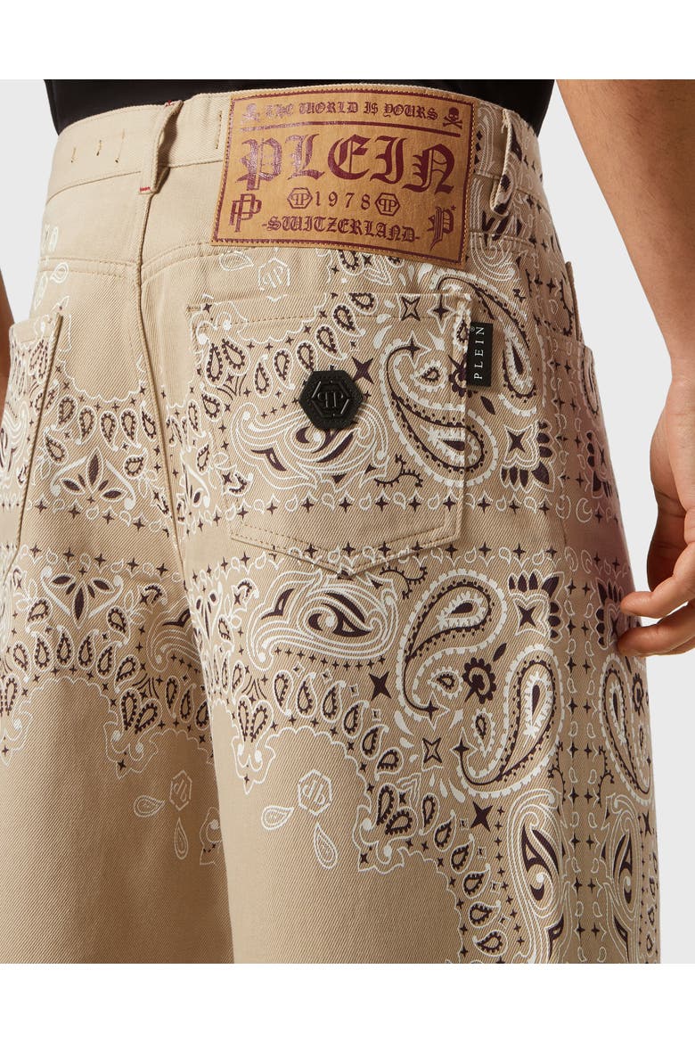 Denim Shorts Paisley Bandana Men, Alternate, color, beige