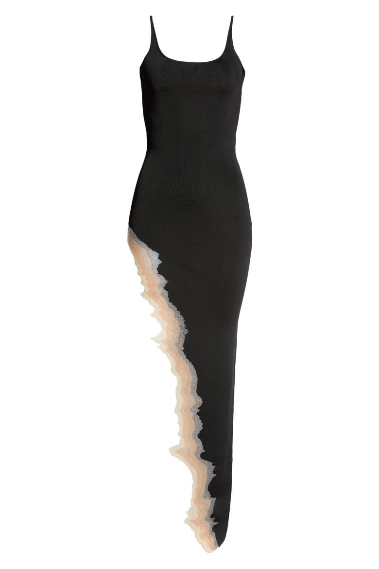 Flame Asymmetric Maxi Camisole Dress, Alternate, color, BLACK FLAME