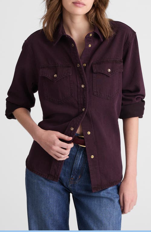 Madewell Airy Oversize Denim Snap-up Shirt In Multi