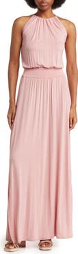 GO COUTURE Halter Neck Blouson Maxi Dress