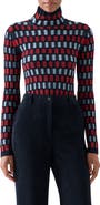 Akris punto Intarsia Check Wool Turtlenck Sweater
