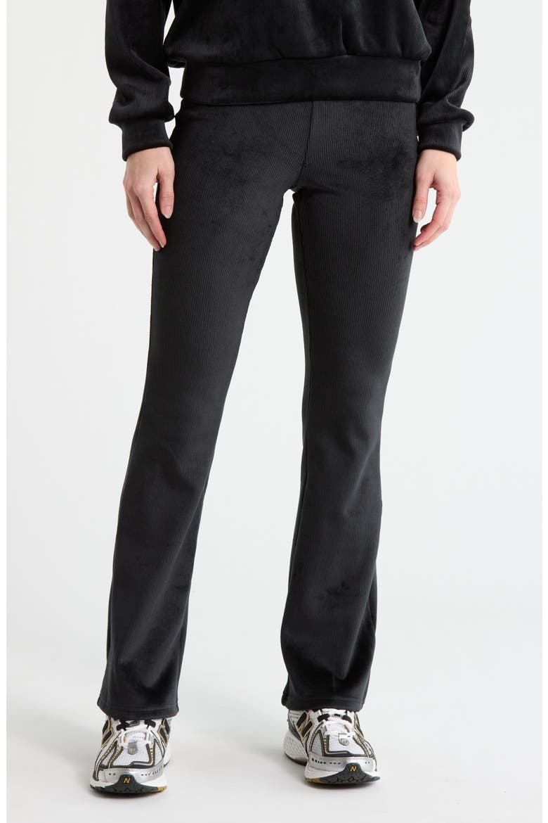 Dreamy Ribbed Velour Flare Leg Pants, Main, color, BLACK