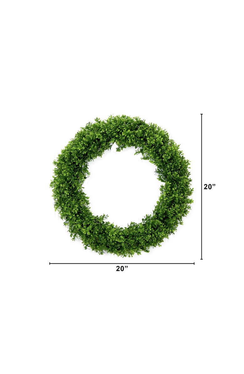 NEARLY NATURAL 20-in Artificial Boxwood Wreath, Alternate, color, Green