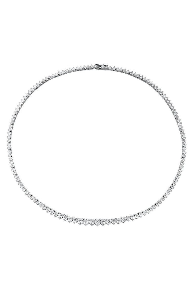 The Liz 3 Prong Graduated Tennis Necklace, Main, color, Silver