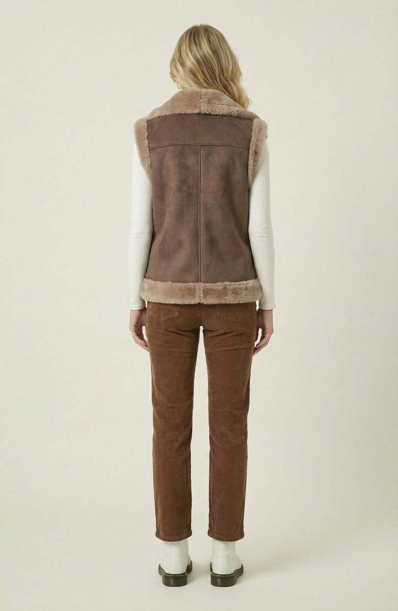 Modenaire Faux Shearling Trim Vest, Alternate, color, Faux Shearling