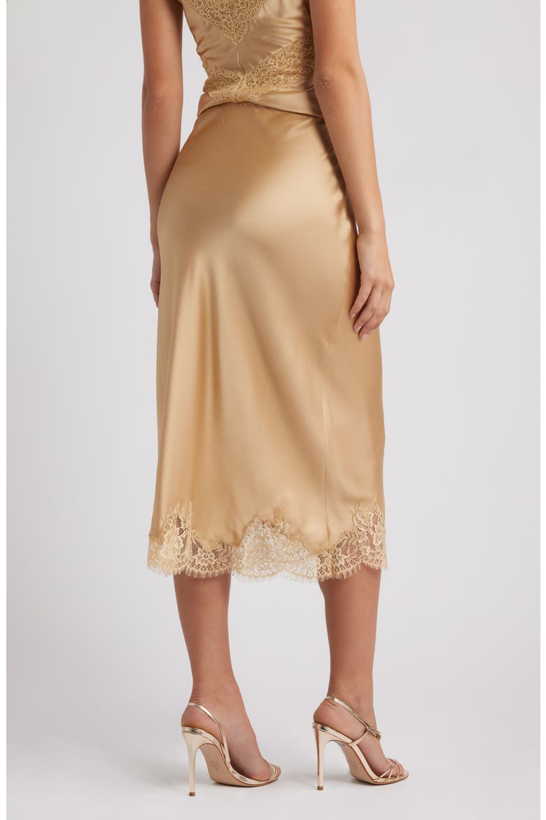 Malina Lace Detail Silk Skirt, Alternate, color, CAMEL CHARM