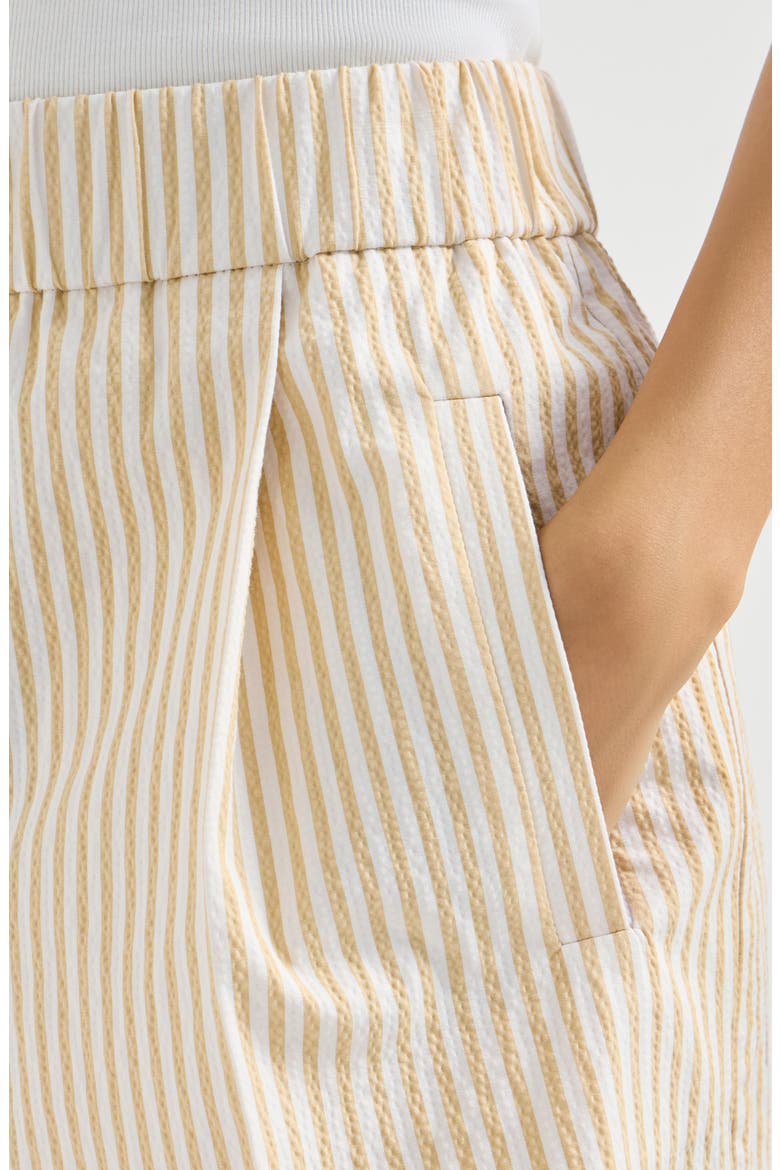 Techno cotton striped seersucker shorts with monili, Alternate, color, Zabaione Yellow