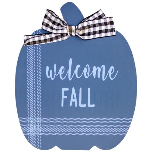 Northlight Fall Harvest Wooden "hi Pumpkin" And "welcome Fall" Plaques With Bow In Multi