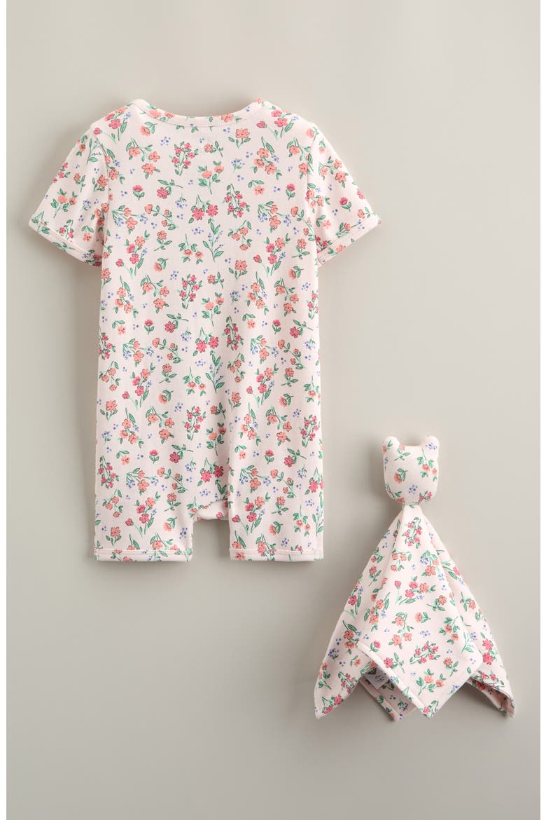 Print Romper & Lovey Set, Alternate, color, PINK HEAVEN SUGAR FLORAL