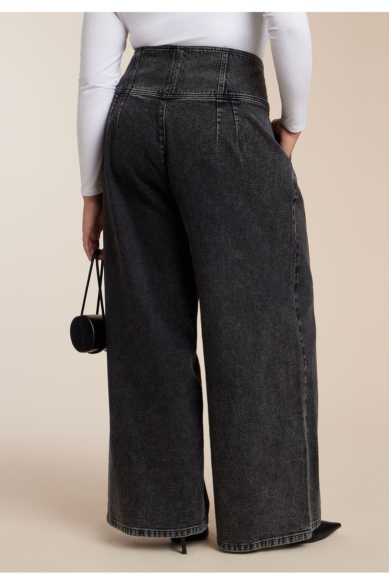 Corset Waist Wide Leg Jean, Alternate, color, VINTAGE BLACK