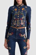 Alice + Olivia Emerson Floral Embroidery Denim Jacket